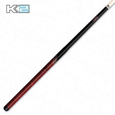 K2 Black with Red Curly Maple 6 in 1 No Wrap Break/Jump Pool Cue