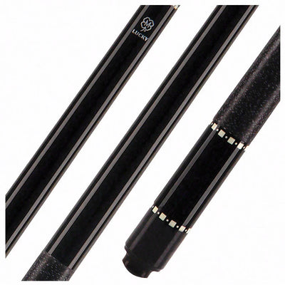 Lucky Black Pool Cue with Linen Wrap - L12