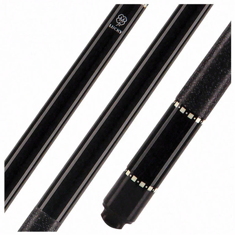 Lucky Black Pool Cue with Linen Wrap - L12