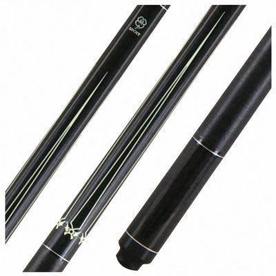 Lucky Black with 4 Points Graphic Pool Cue with Linen Wrap- L16