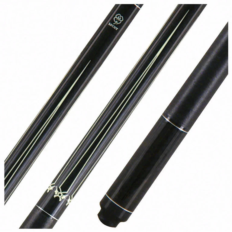 Lucky Black with 4 Points Graphic Pool Cue with Linen Wrap- L16