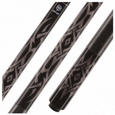 Lucky Gray Tribal Graphic Pool Cue with Linen Wrap - L48