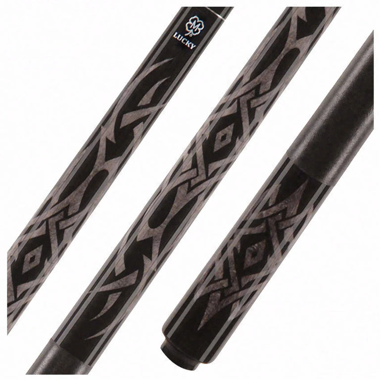 Lucky Gray Tribal Graphic Pool Cue with Linen Wrap - L48