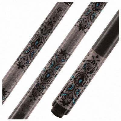 Lucky Gray Maple with Black/Turquoise Graphic Pool Cue with Linen Wrap - L51