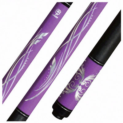 Lucky Purple and Silver Graphic Pool Cue with Linen Wrap - L59