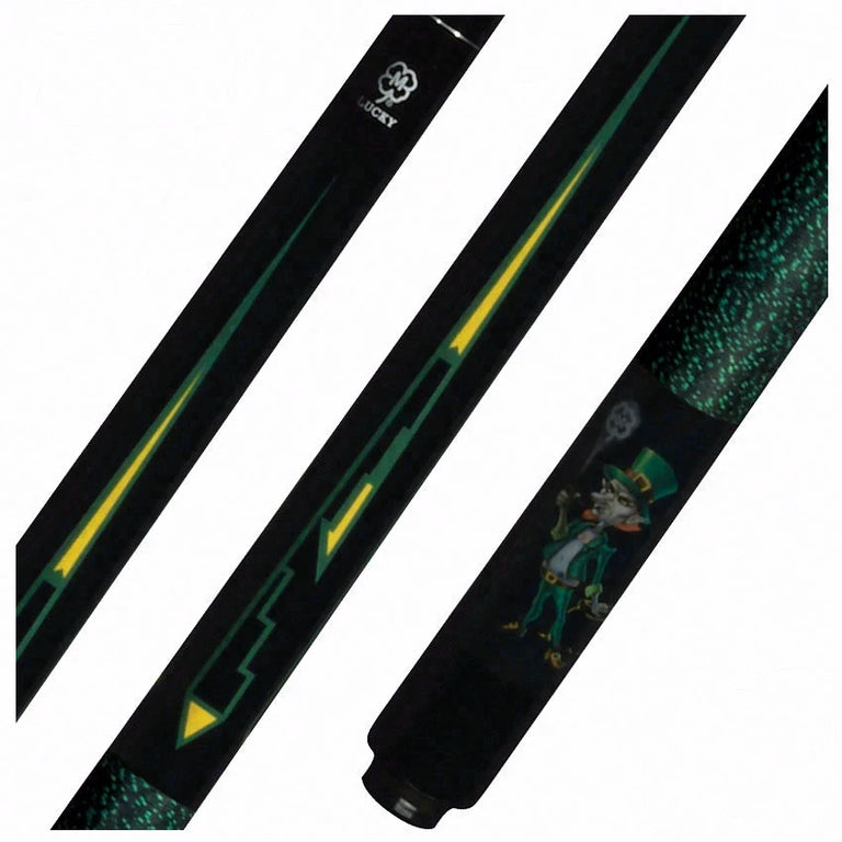 Lucky Black and Leprechaun Graphic Pool Cue with Linen Wrap - L65