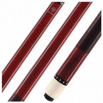 Lucky Red Stained Maple Pool Cue with Linen Wrap - L06
