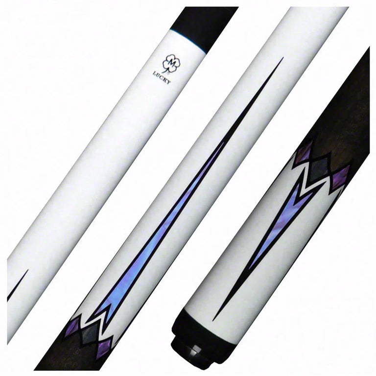 Lucky White 4 Point with Gray No Wrap Pool Cue - L75