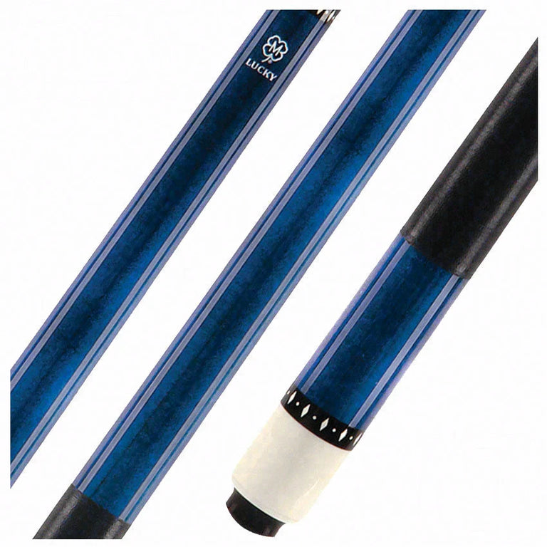 Lucky Blue Stained Maple Pool Cue with Linen Wrap - L07