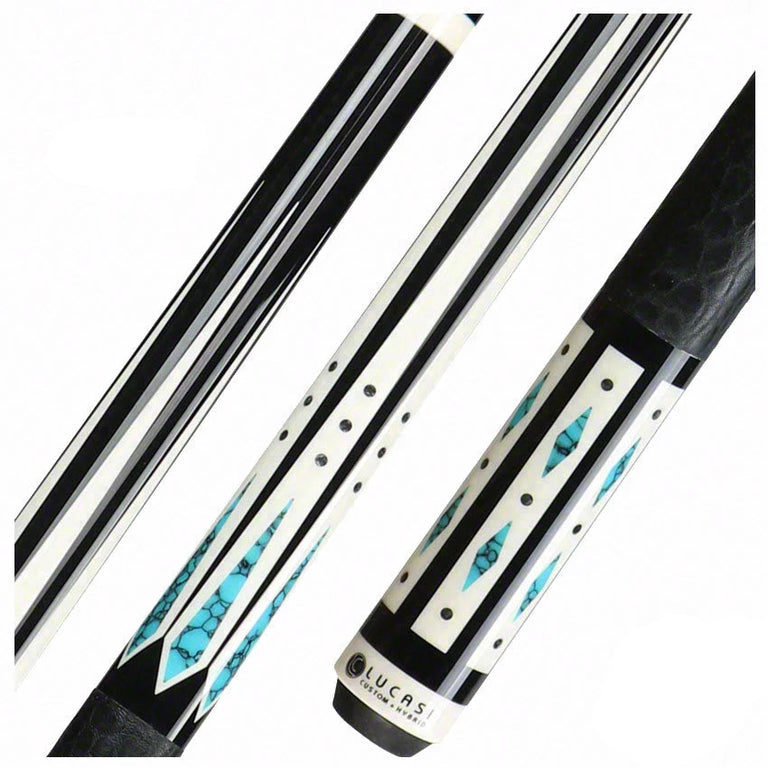 Lucasi Hybrid Midnight Black and Blue Recon Pool Cue with Embossed Elephant Wrap  - LHC98