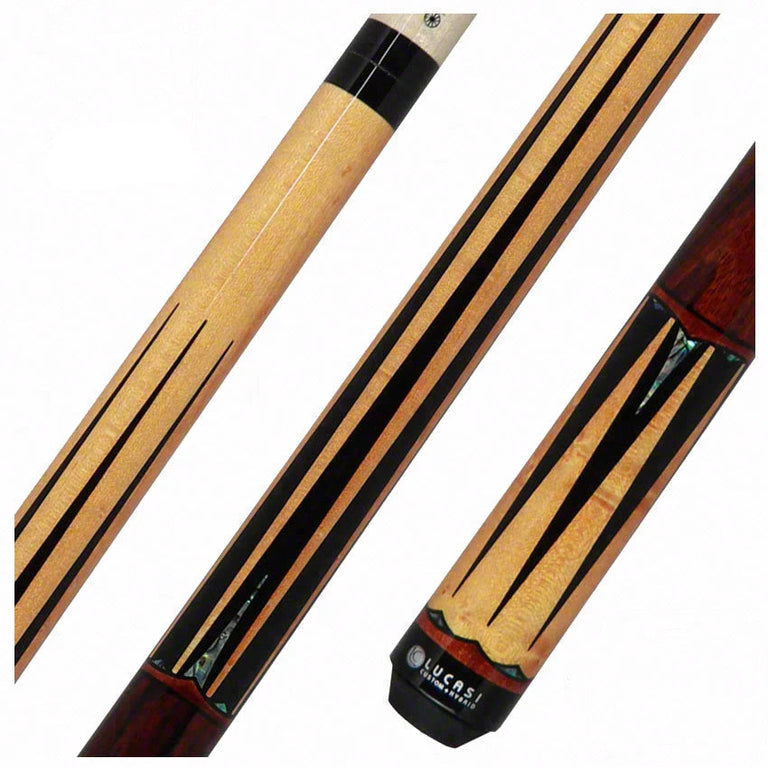 Lucasi Hybrid Gold Stained Maple and Zebrawood No Wrap Pool Cue - LHLE4