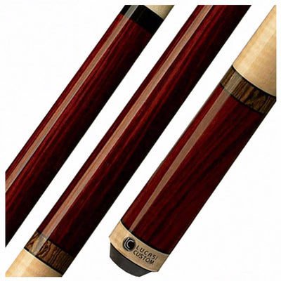 Lucasi Zero Flexpoint Exotic Rengas with Bocote Rings and Curly Maple Wrapless Pool Cue - LZC11