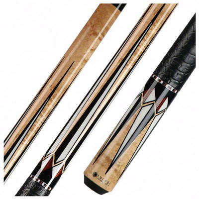 Lucasi Zero Flexpoint Antique Stained Birdseye Maple with Cocobolo Inlays and Embossed Black Snakeskin Wrap Pool Cue - LZC31