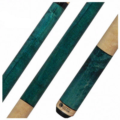 Lucasi  Zero Flexpoint Teal Birdseye and Natural Maple Wrapless Handle Pool Cue - LZC3