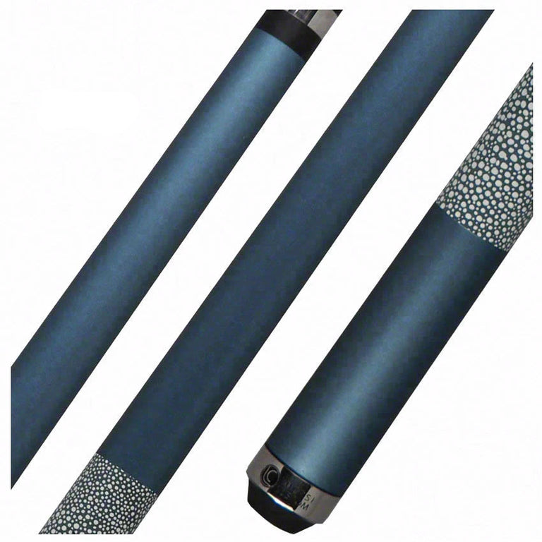 Lucasi Zero Flexpoint Matte Metallic Cobalt Blue with White and Blue Stingray Embossed Leather Pool Cue - LZC8