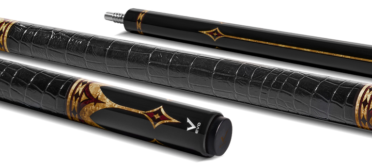 EVO Crown Royal Black Pool Cue with Black Crocodile Wrap