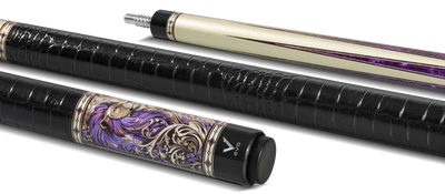EVO Beast Amethyst Lion Leather Wrap Pool Cue