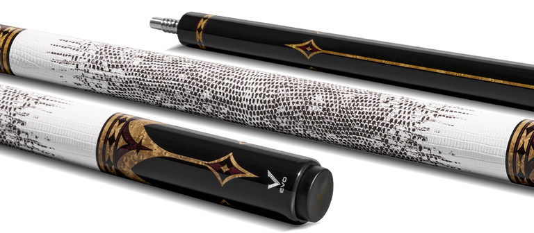 EVO Crown Royal Black Pool Cue with White Lizard Wrap