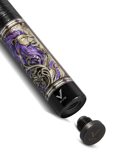 EVO Beast Amethyst Lion Leather Wrap Pool Cue