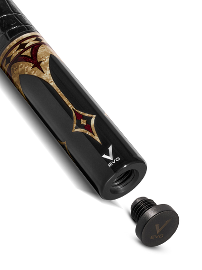 EVO Crown Royal Black Pool Cue with Black Crocodile Wrap