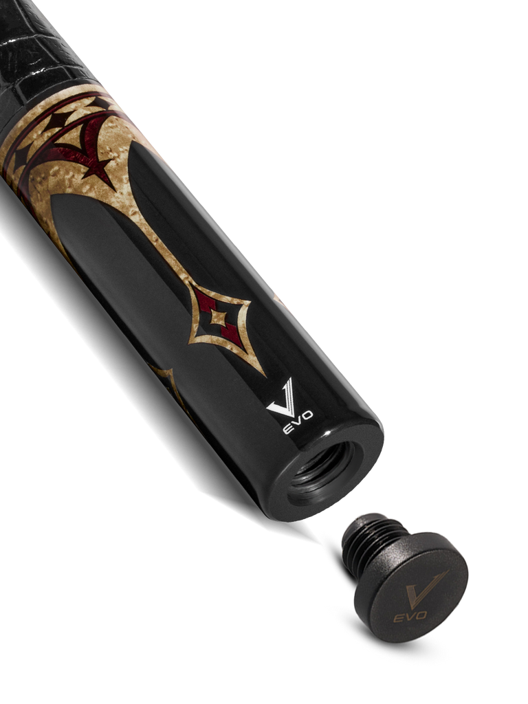 EVO Crown Royal Black Pool Cue with Black Crocodile Wrap