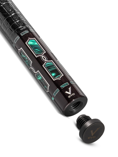 EVO Luna Malachite Eclipse Leather Wrap Pool Cue