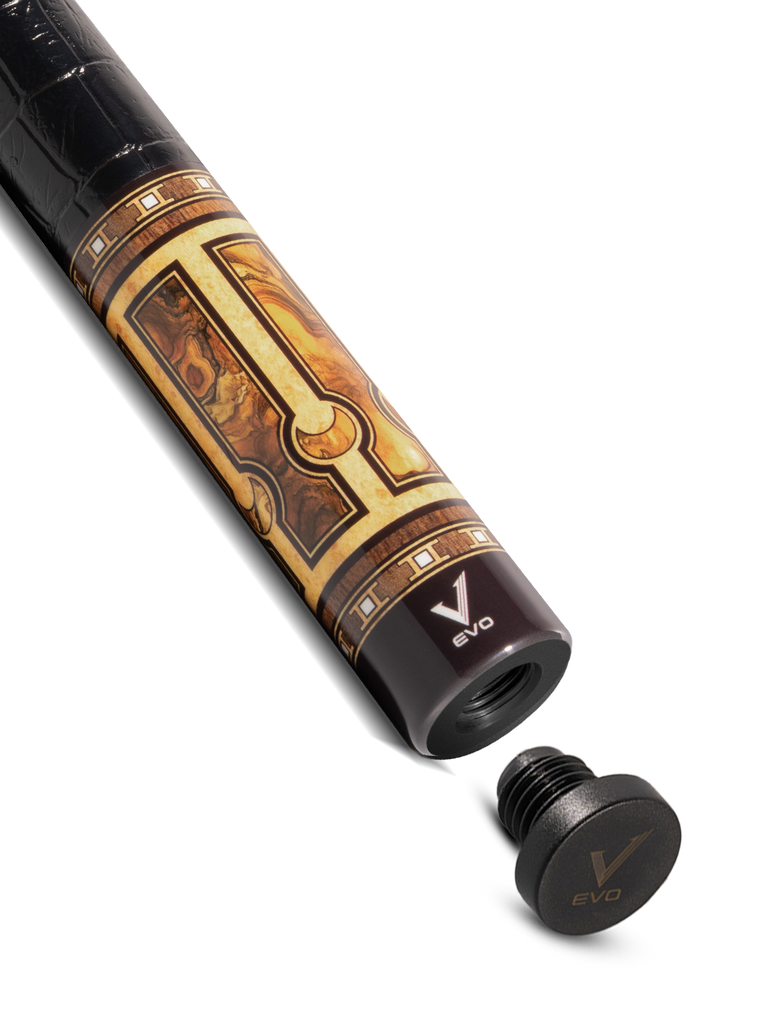 EVO Luna Golden Crest Leather Wrap Pool Cue