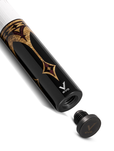 EVO Crown Royal Black Pool Cue with White Lizard Wrap