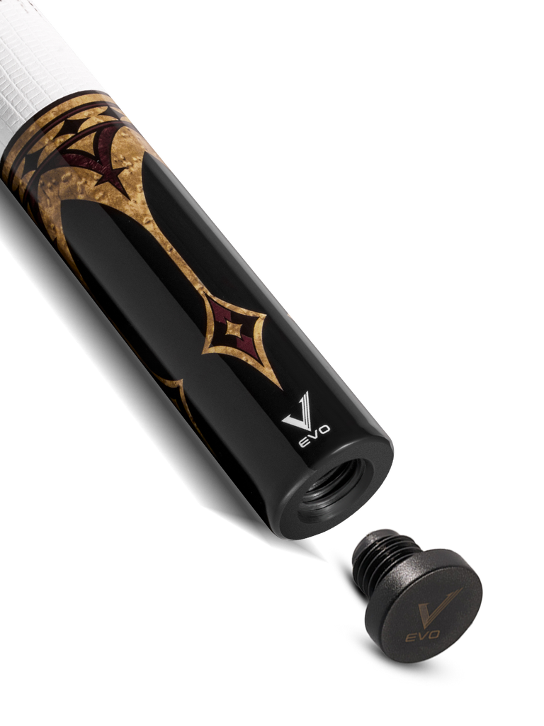 EVO Crown Royal Black Pool Cue with White Lizard Wrap