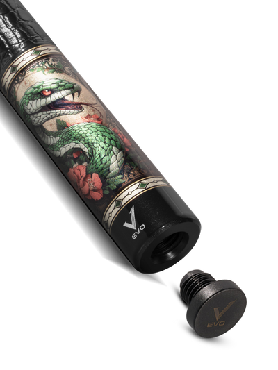 EVO Beast Emerald Cobra Leather Wrap Pool Cue