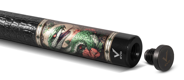 EVO Beast Emerald Cobra Leather Wrap Pool Cue