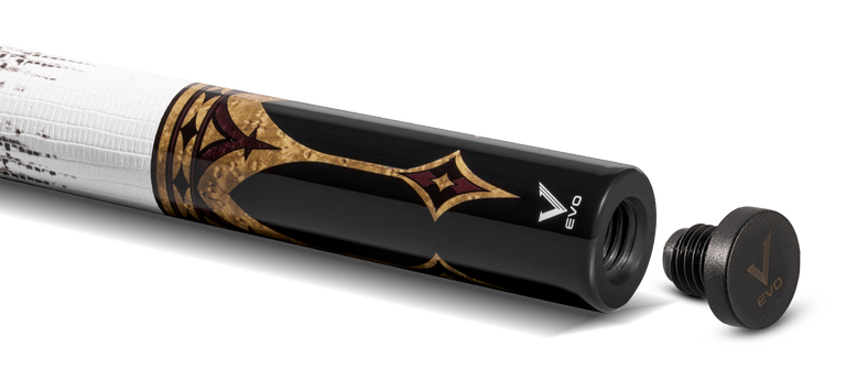 EVO Crown Royal Black Pool Cue with White Lizard Wrap