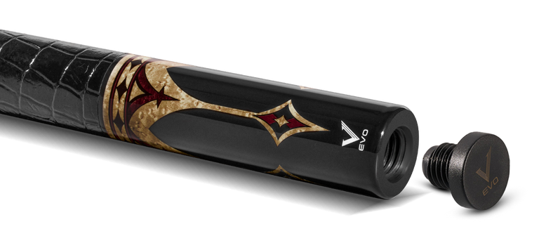 EVO Crown Royal Black Pool Cue with Black Crocodile Wrap