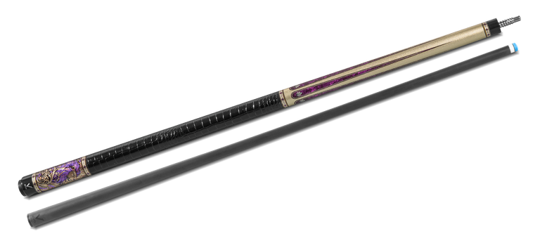 EVO Beast Amethyst Lion Leather Wrap Pool Cue