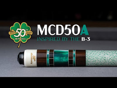 McDermott 50th Anniversary Series Zircote with Green Pearl Play Cue with G-Core Shaft and Commemorative 1x1 Case