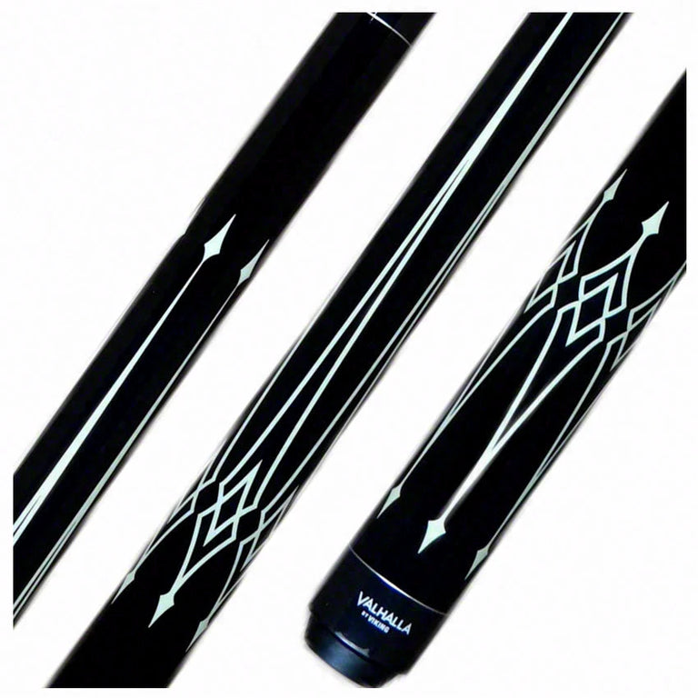 Valhalla Series VA222 Black 12 Point Transfers High & Low Graphic Pool Cue