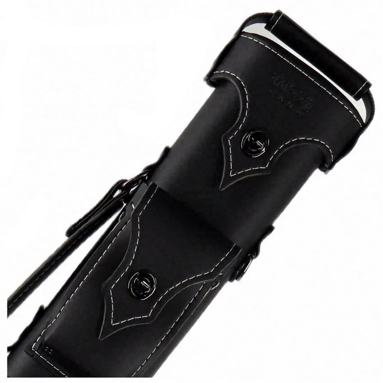 Holly Monochrome Stitched White Pool Cue Case - HSMW