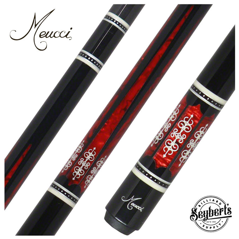 Meucci 21st Century Cue - Black - Red Pearl - Black Wrap - Carbon Shaft