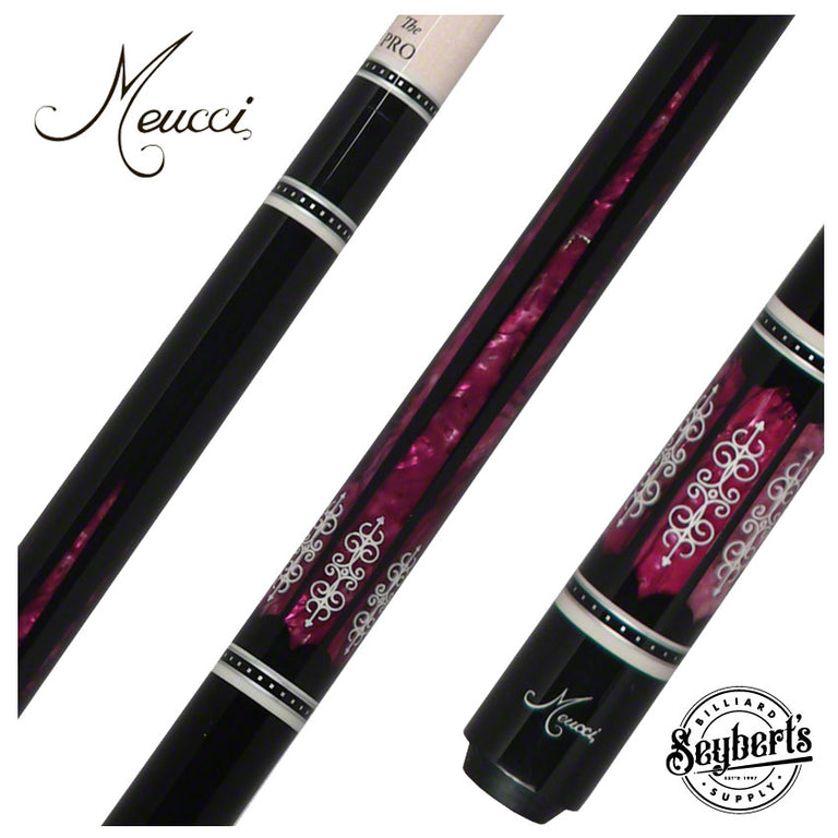 Meucci 21st Century #3  Cue - Black - Pink Pearl - Black Wrap - Pro Shaft