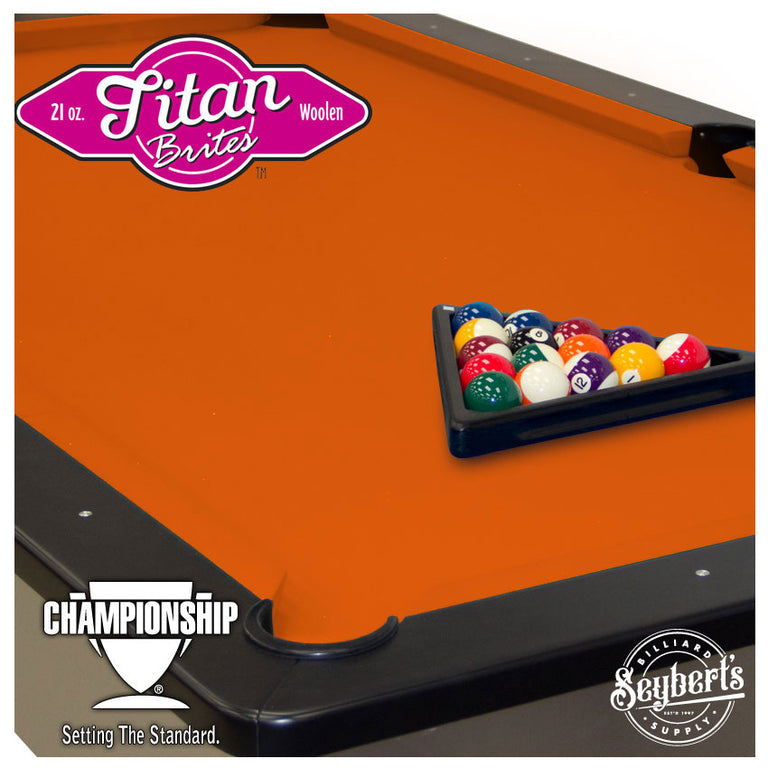 Championship Titan Brites Brite Orange 9ft Pool Table Felt