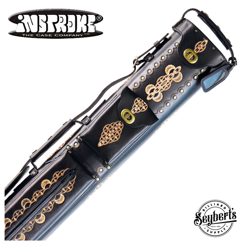 Instroke Saddle DO3 Black Air Hand Tooled 3x5 Pool Cue Case