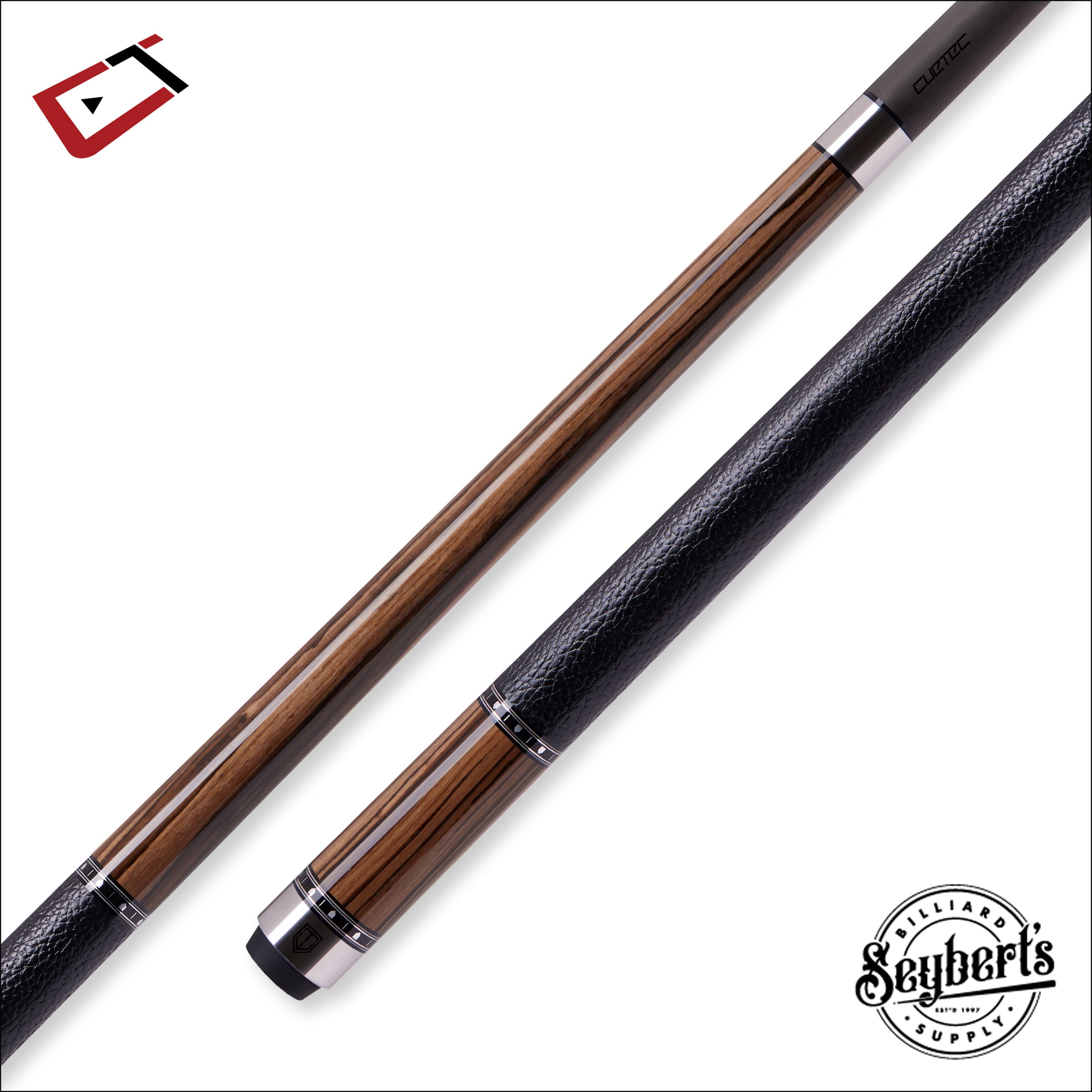 Cuetec Cynergy Truewood Ebony II Leather Wrap Play Cue W/ 12.5mm