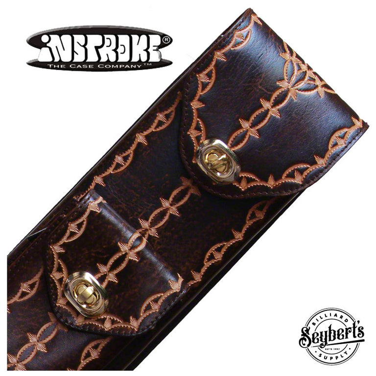 Instroke 2x4 FIT-B Brown Hand Tooled Pool Cue Case