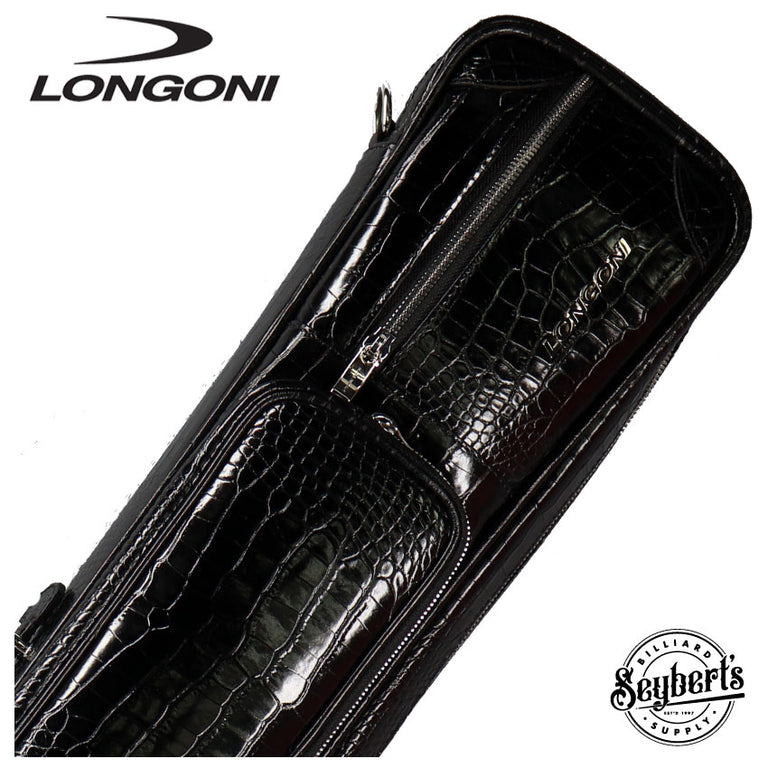 Longoni Black Croc Fodero Giotto 4 x 8 Pool Cue Case