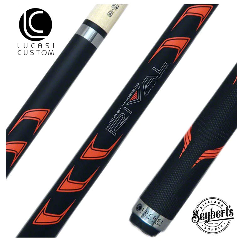 Lucasi Rival Black/Metallic Orange Pool Cue - Seybert's Billiards