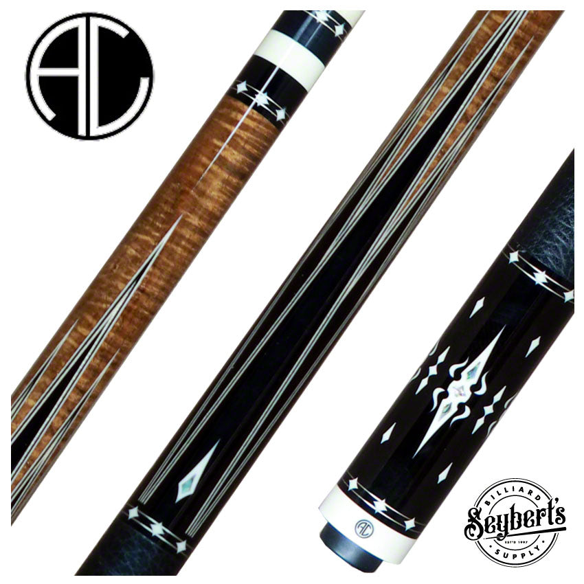 Ariel Carmeli Custom Ebony Cue Flame Veneer 4 Points | Custom Cue -  Seybert's Billiards Supply