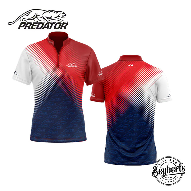 Predator Fusion Red/White/Blue Sports Collar Jersey