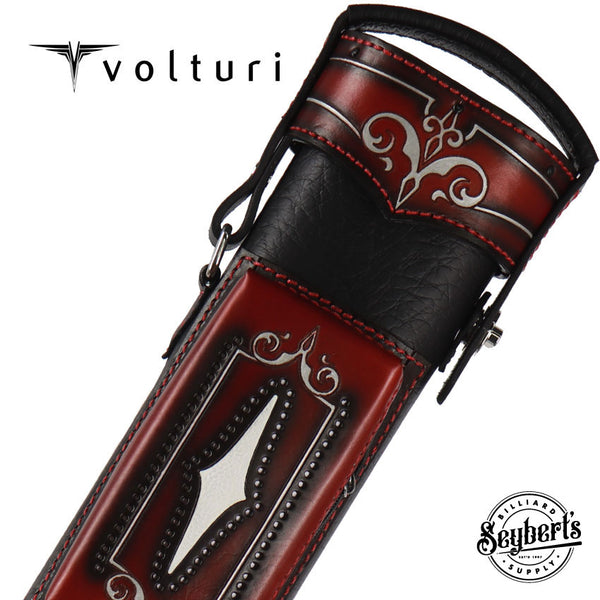 Volturi Custom Brogue Red 4x8 Hard Pool Cue Case - VCBS4X8REDBLK