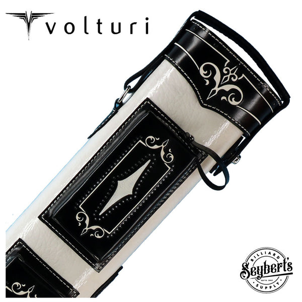 Volturi Custom Brogue White/Black 4x8 Hard Pool Cue Case - VCBS4X8WHBK