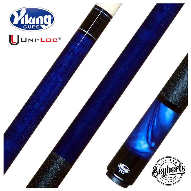 Viking B2807 S-TUNED Uni-Loc Ocean Blue Stained Blue Pearl Cue W/ Vikore Uni-Loc 12.5mm